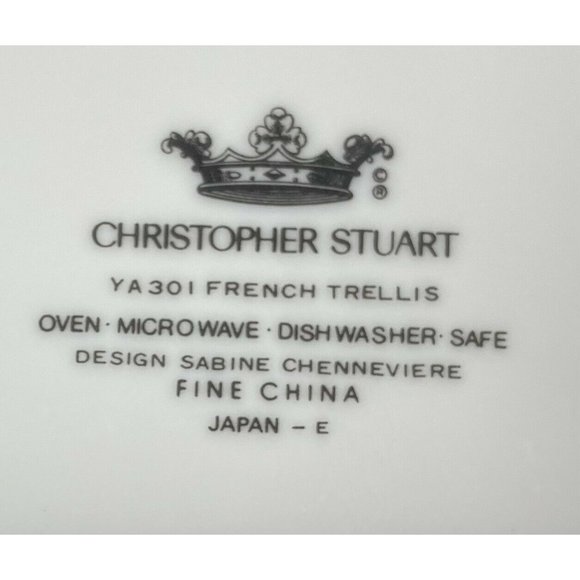 Christopher Stuart FRENCH TRELLIS White Floral Chop Plate Round Platter Dish 12" - Picture 5 of 6